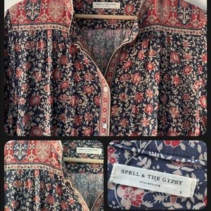 SPELL AND THE GYPSY BLUE FLORAL BOHO FESTIVAL DRESS S SMALL